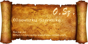 Olsovszky Szendike névjegykártya